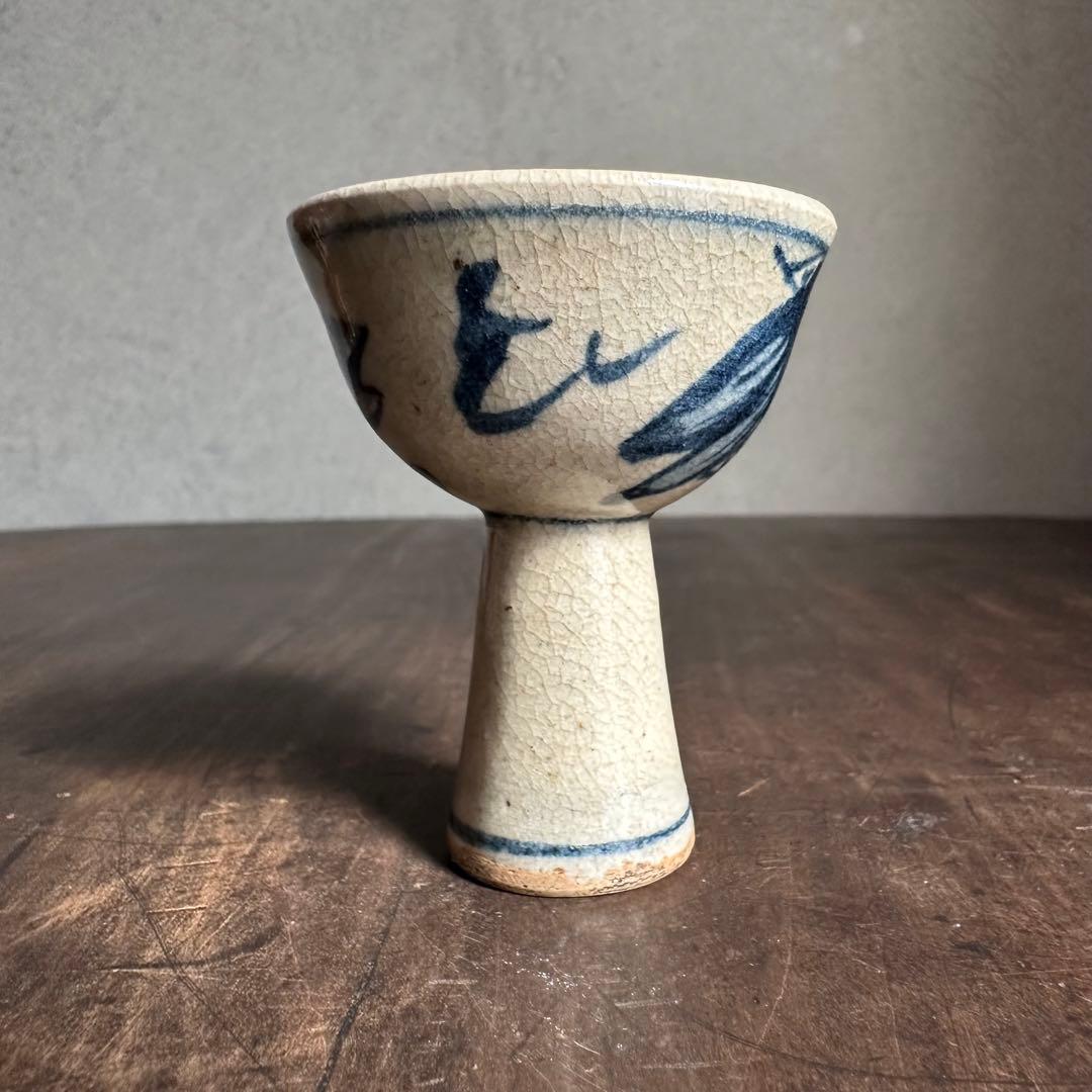 【希少】　青木木米　高足盃　珍品　古箱付き　江戸時代　盃　九谷焼　古伊万里