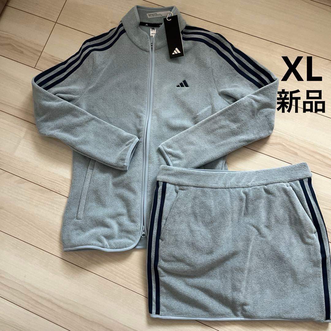 新品　アディダス　ゴルフ　スリーストライプス　フリース　セットアップ　XL