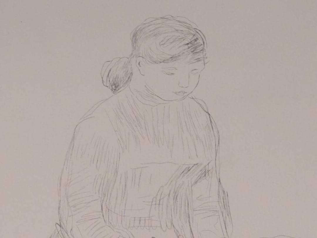 【真作】版画　ルノワール　銅版画　ボイセック版より　母と子　箱・黄袋入　Y25