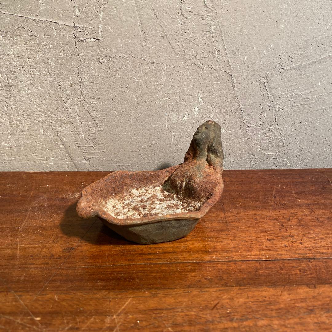 昭和初期 橋本次郎作 鉄器灰皿 裸婦像 彫刻家 骨董品 オブジェ 共箱