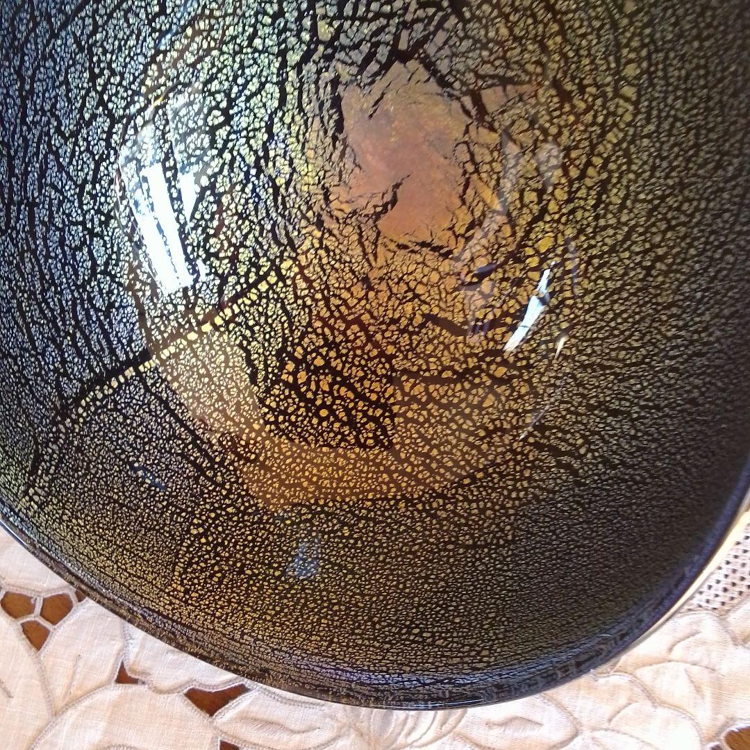 葉形陶器皿 黒金グラデーション