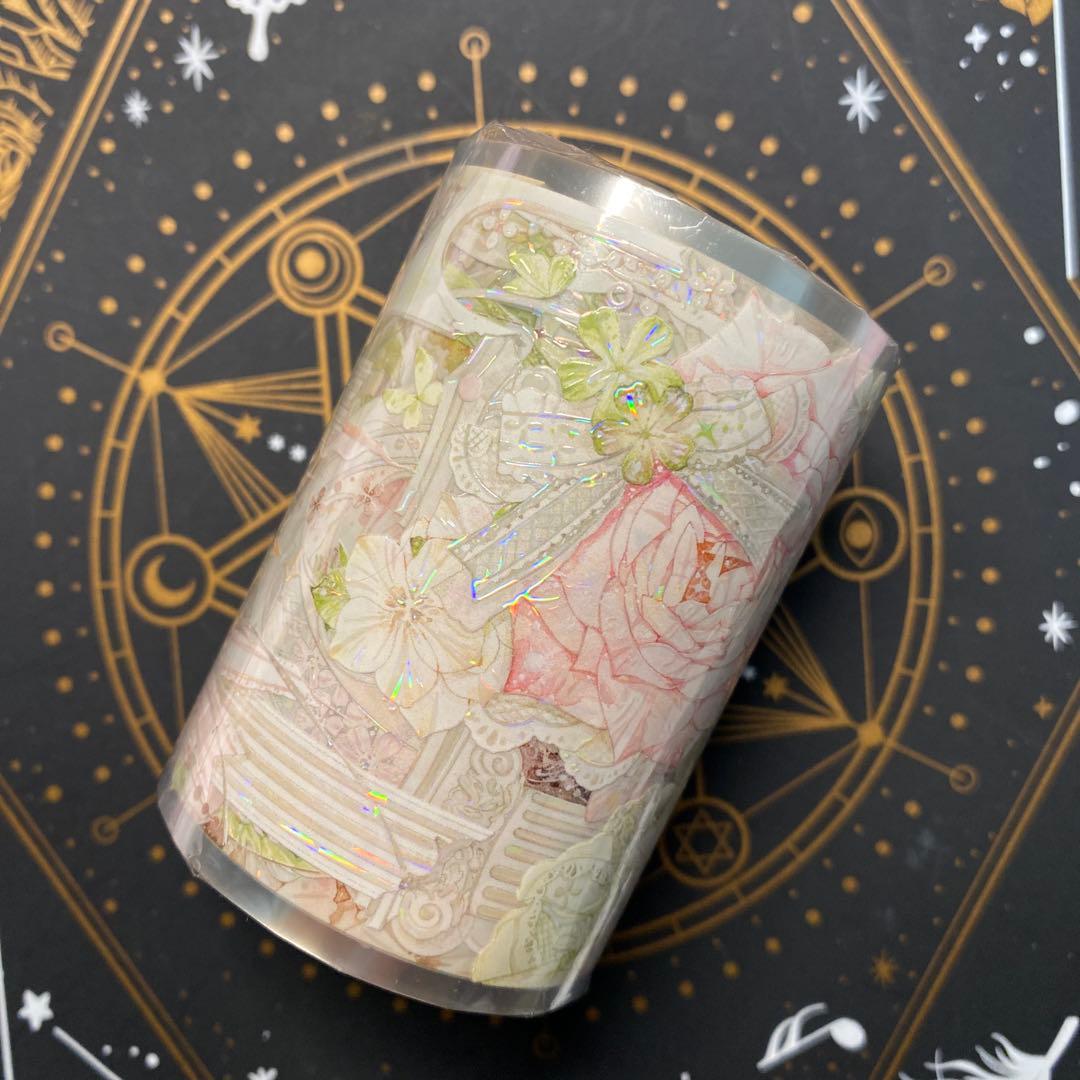 【Y】海外　10m巻　貝殻光マスキングテープ　装飾系/背景系/お花系