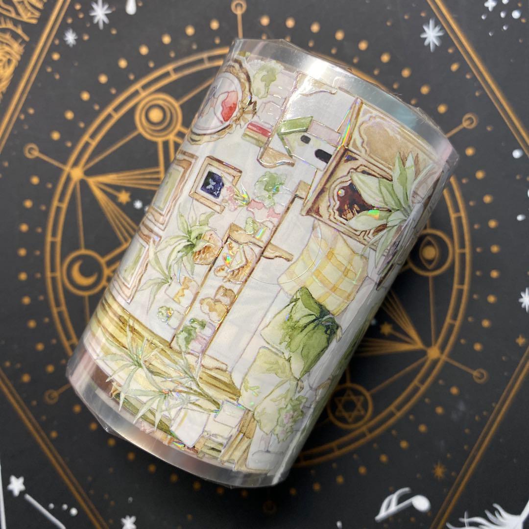 【Y】海外　10m巻　貝殻光マスキングテープ　装飾系/背景系/お花系