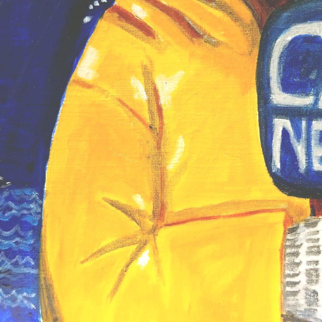 油絵　専用　嵐の訪れを伝える猫 　サバトラ白ちゃん編