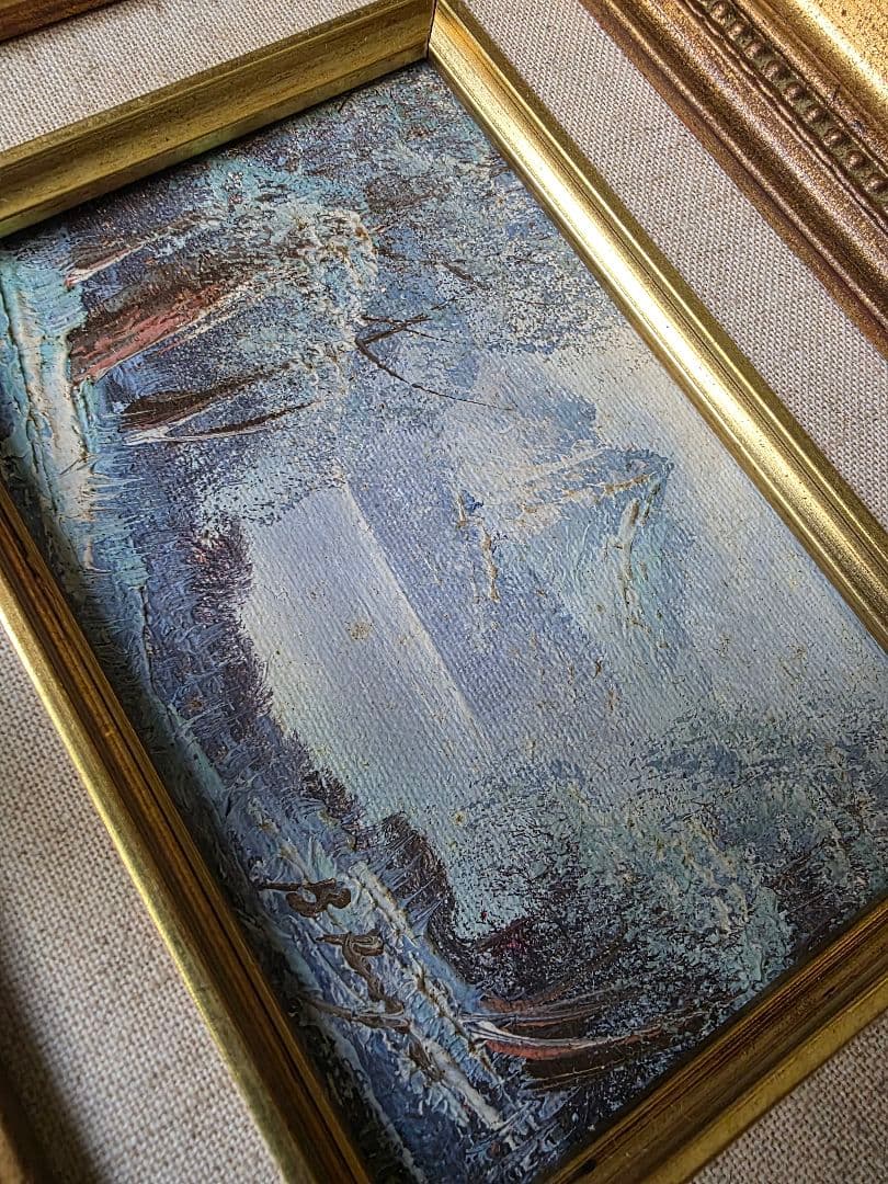 アンティーク　油絵　風景画 金色フレーム付き