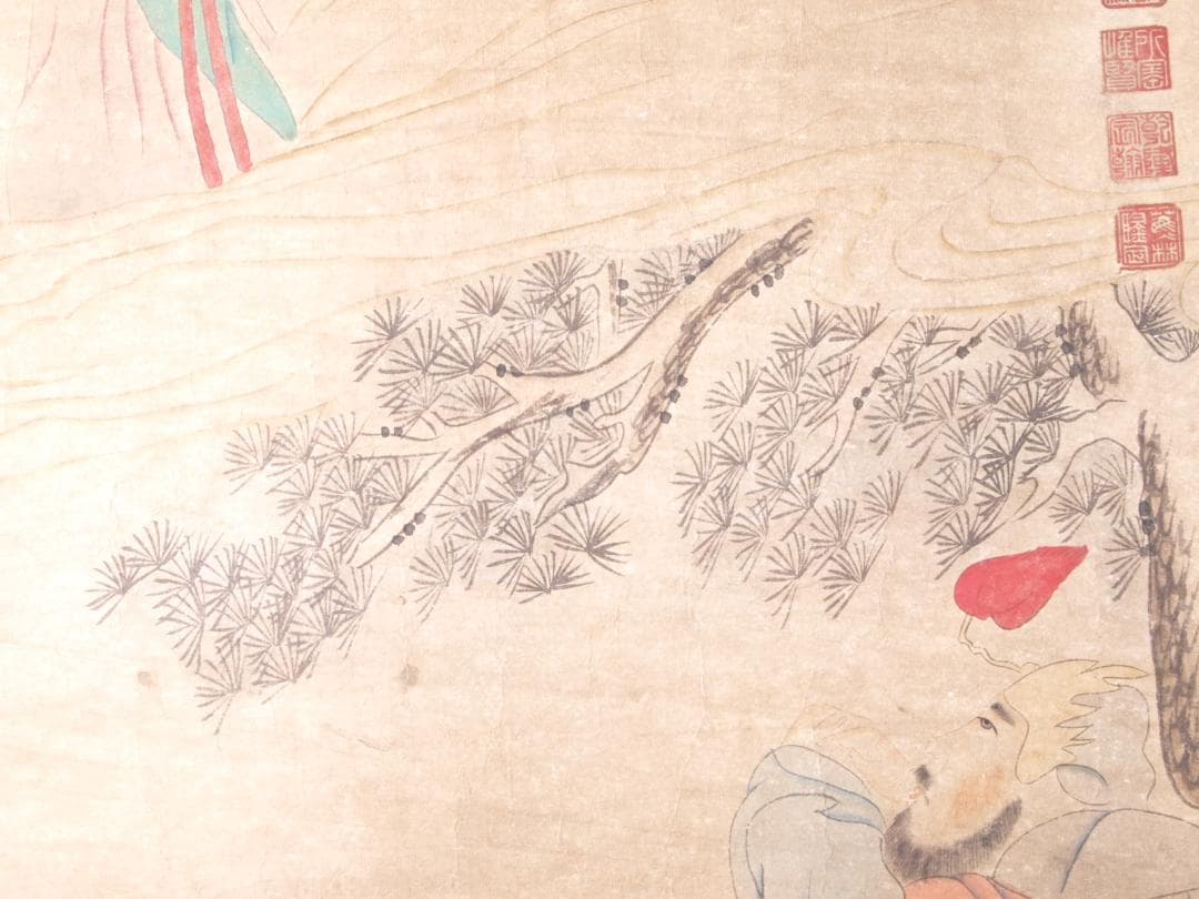 【骨董掛け軸】人物図徐熙　五代 肉筆保證 掛け軸　捲り AK949A12-3