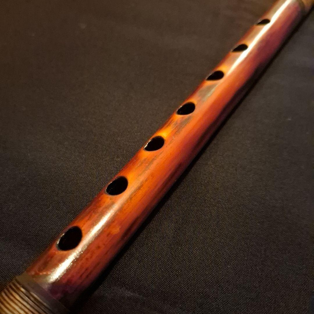 篠笛　古典調　7穴　四本半調子　天地胴巻き　燻風仕上げ