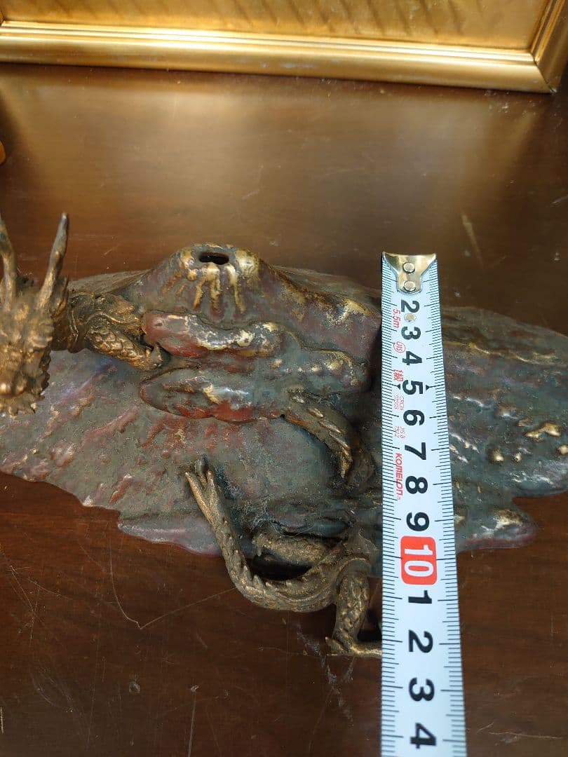 ●開運 龍神 富士龍 【霊峰富士&五本爪皇帝龍】ブロンズ製（真鍮製）【旭峰作】