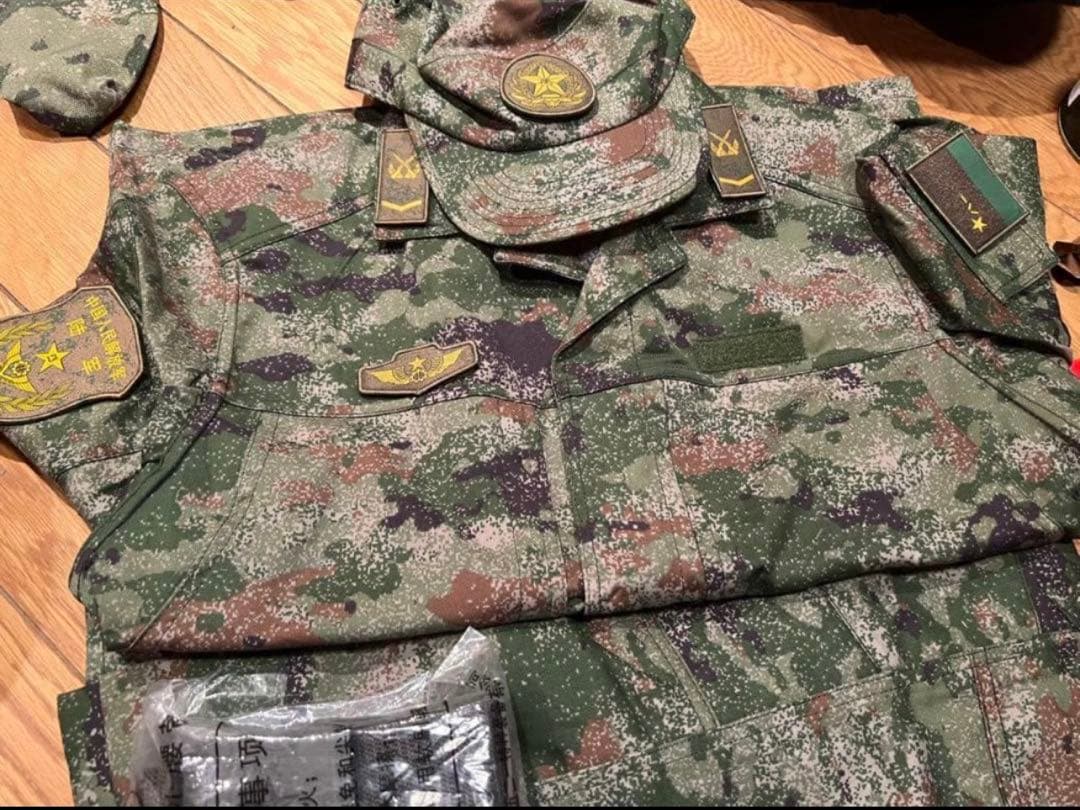 国内最安値　実物中国軍最新型21式星空迷彩戦闘服上下帽子フルセット 180