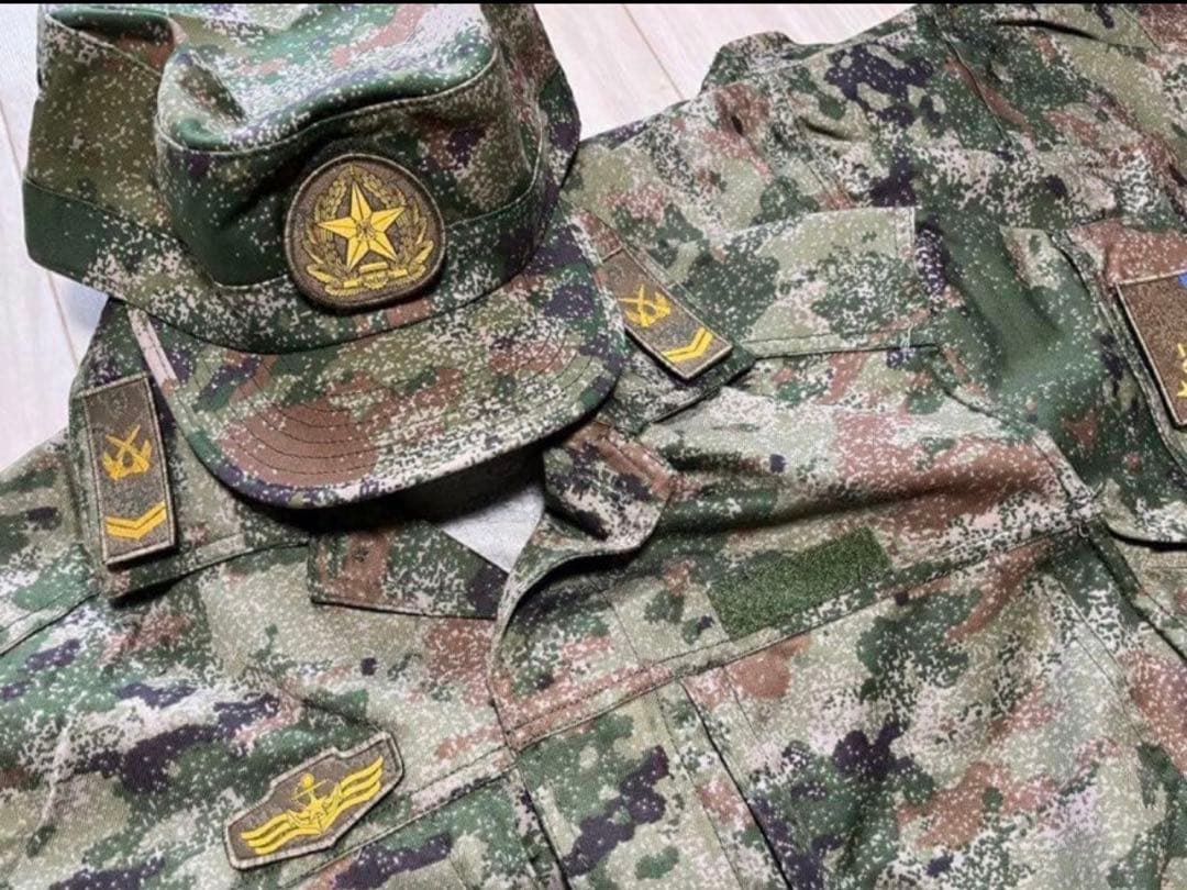 国内最安値　実物中国軍最新型21式星空迷彩戦闘服上下帽子フルセット 180