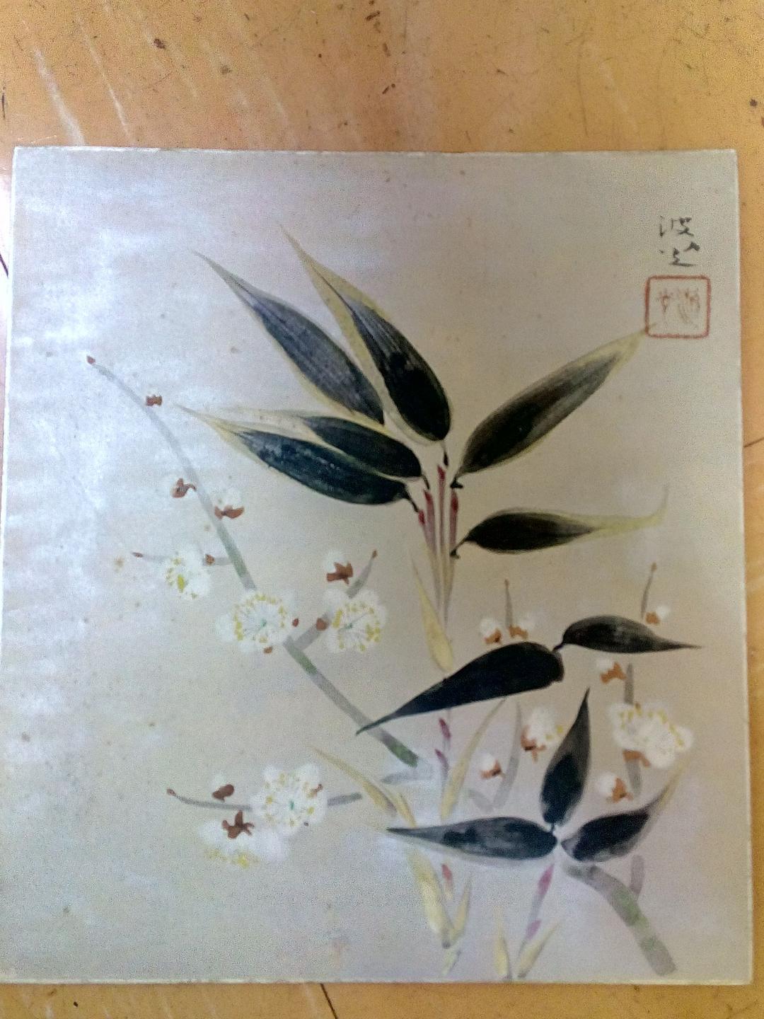 色紙絵５枚セット　骨董　美術品　絵　日本画　筆画　色紙絵　日本美術　絵画