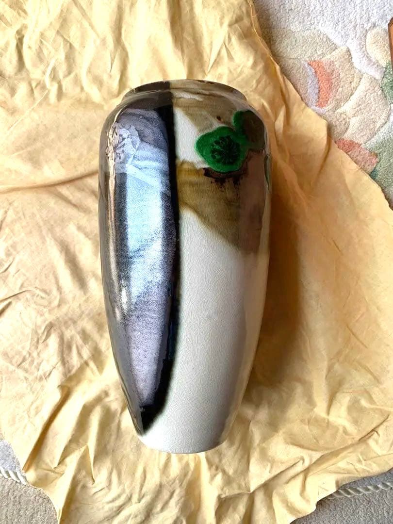 彩木梅文　花瓶　鈴木青々 作