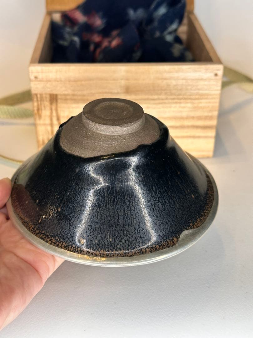 宋代 建盞 天目盞 銀覆輪付 共箱付