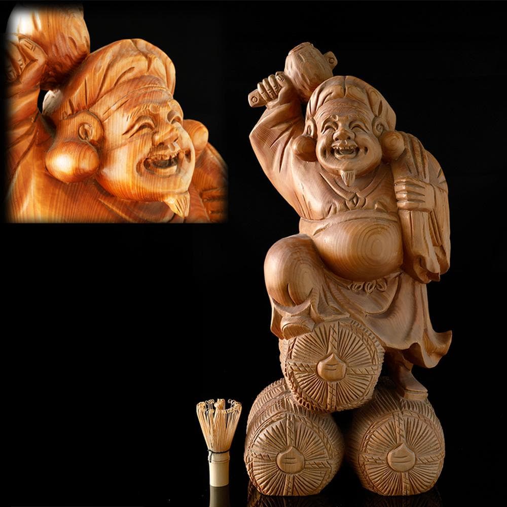 木彫 大黒天像 仏像 東洋彫刻 仏教美術 七福神 縁起物 置物 高さ54㎝