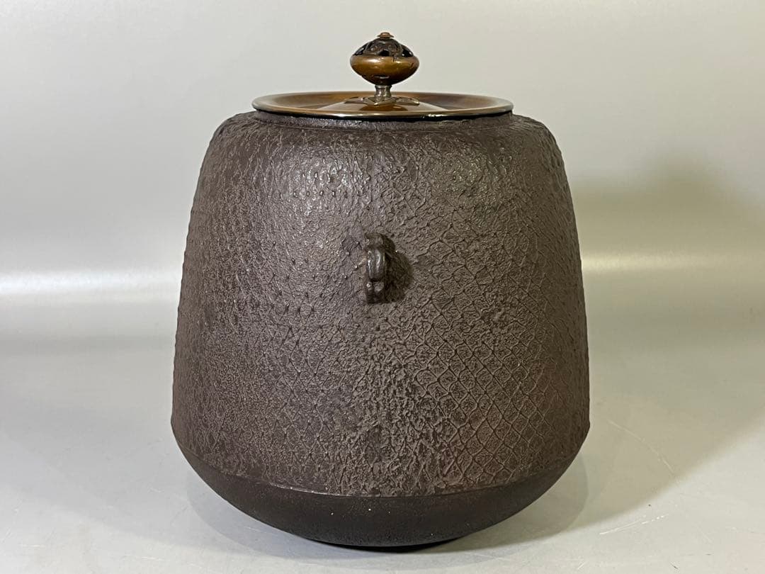 DT695 茶道具 釜師 畠春斎 造 尻張形釜 共箱