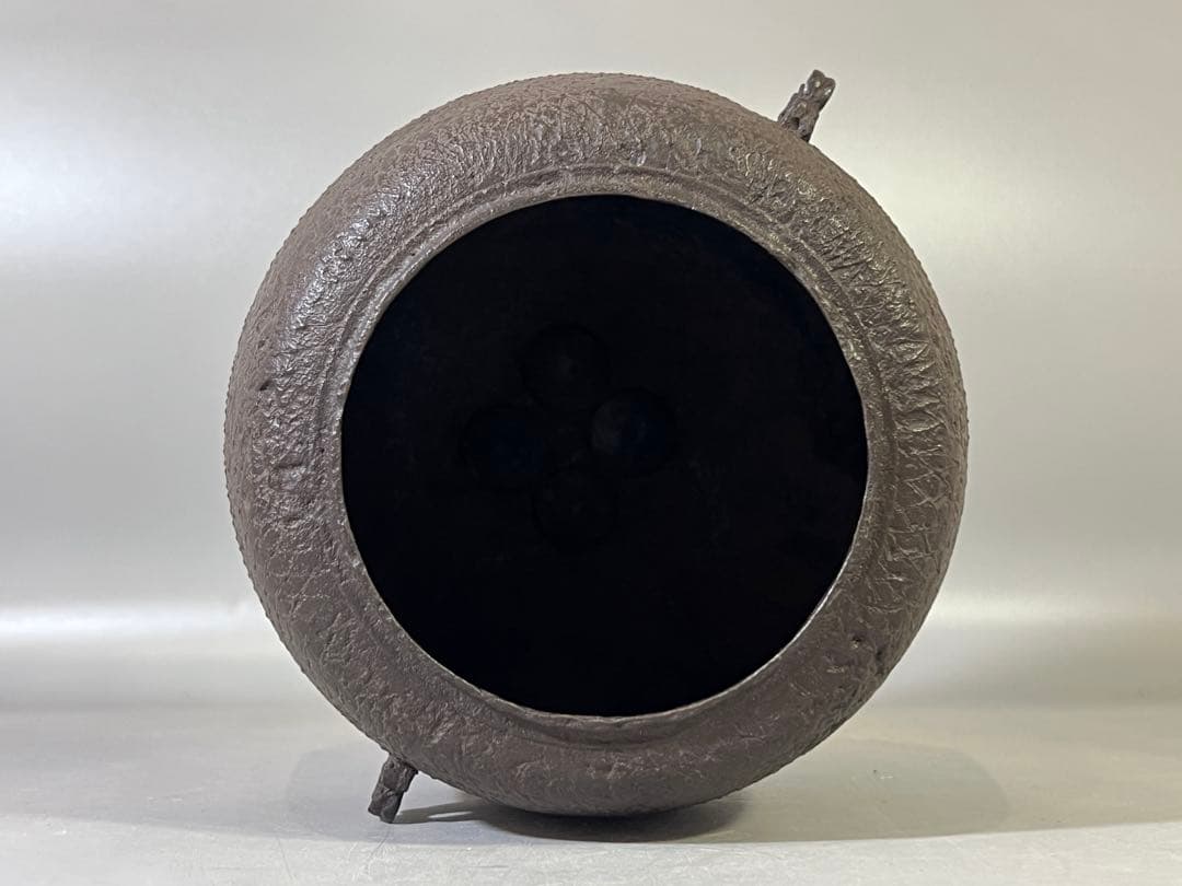 DT695 茶道具 釜師 畠春斎 造 尻張形釜 共箱