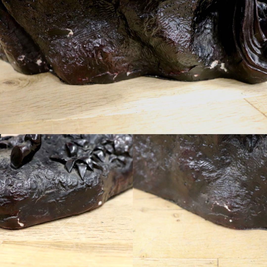 GMIH98A○九頭馬 馬の置物 縁起物 中国美術 木彫り風 樹脂製