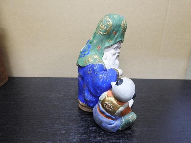 奥田木白　寿老唐子　共箱　MA466