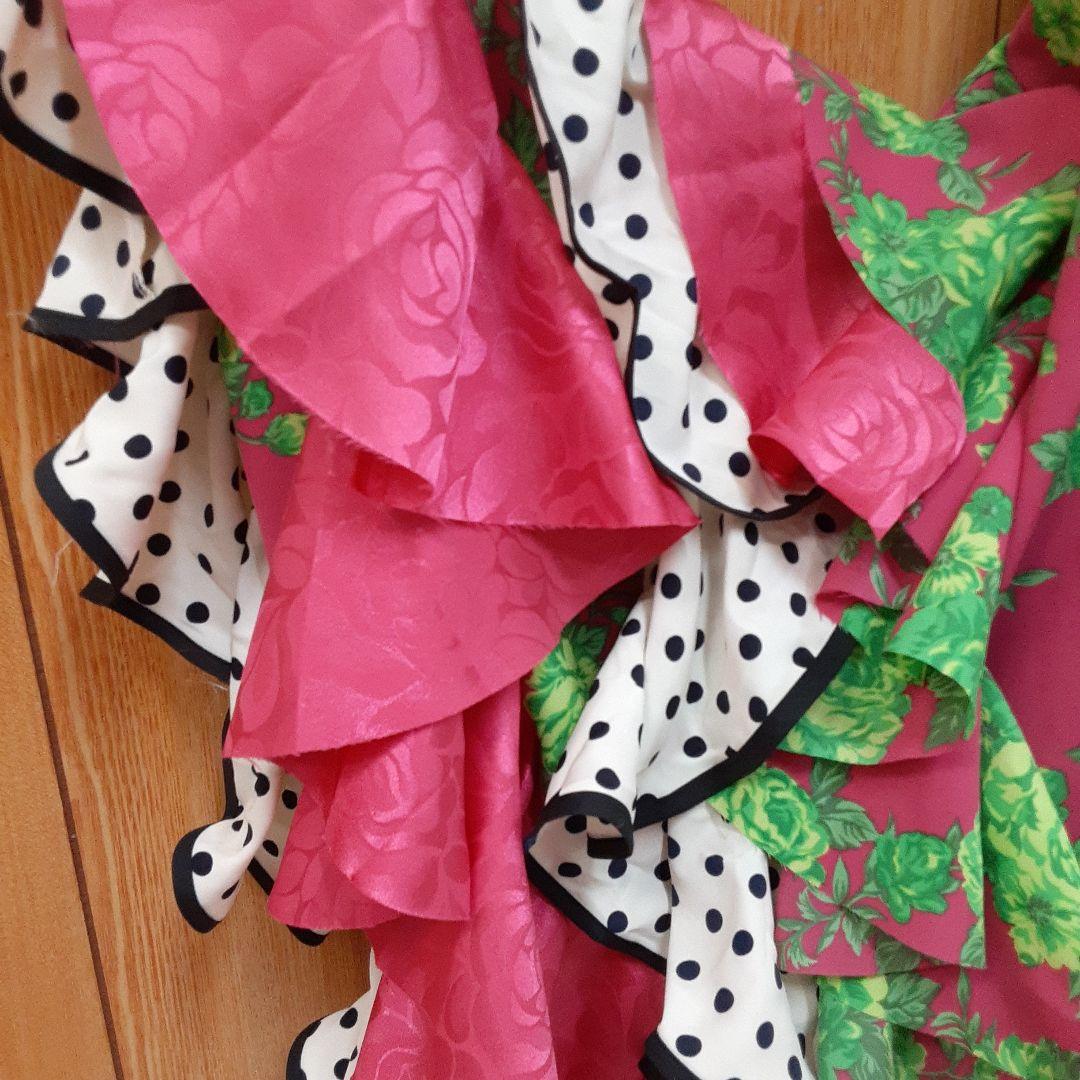 フラメンコ衣装　☆ファルダのみ　花柄/水玉/バイヤス付き　華やかファルダ