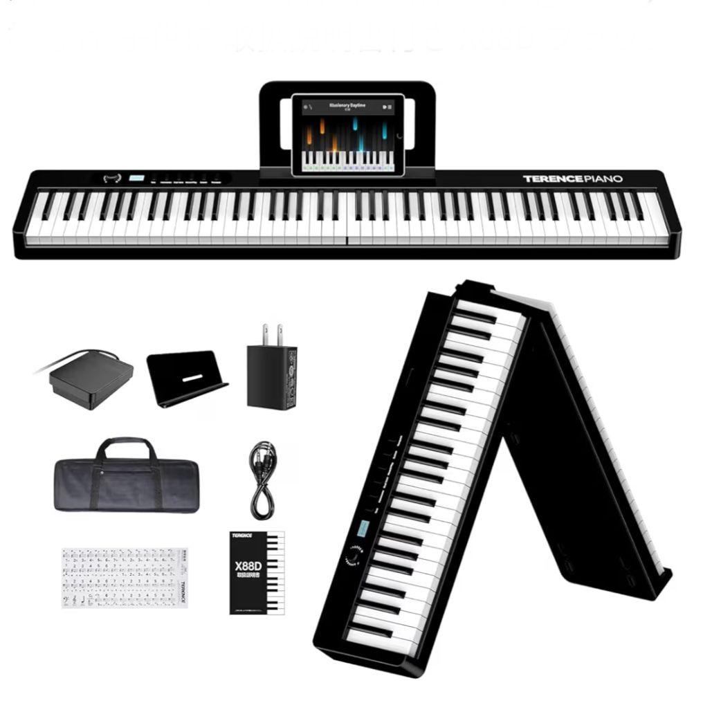 X88D 折り畳み式 デジタルピアノ88鍵盤 デュアルスピーカー電子ピアノ大容量
