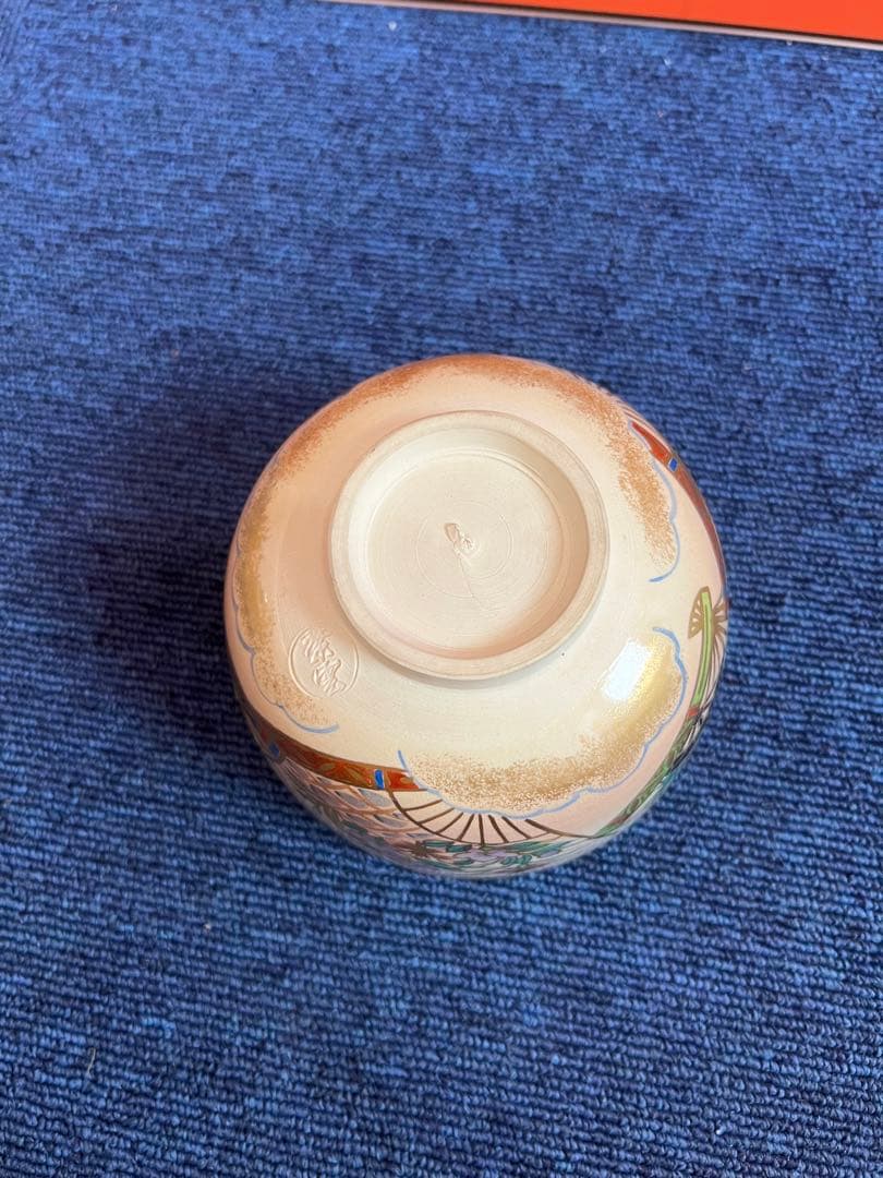 1444 橋本紫雲　色絵扇面霞文  抹茶碗　茶道具　高級茶碗
