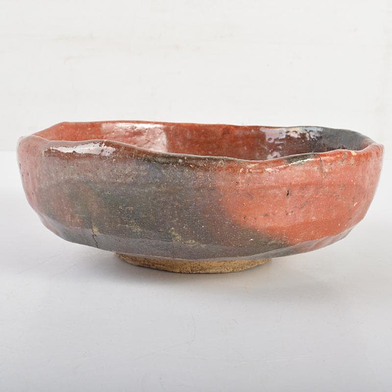 茶道具　楽吉左衛門　十代旦入造　赤楽平茶碗　共箱　D　R7072