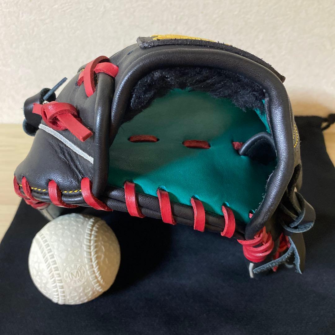 ハイゴールド　軟式野球グローブ Natural 黒/赤