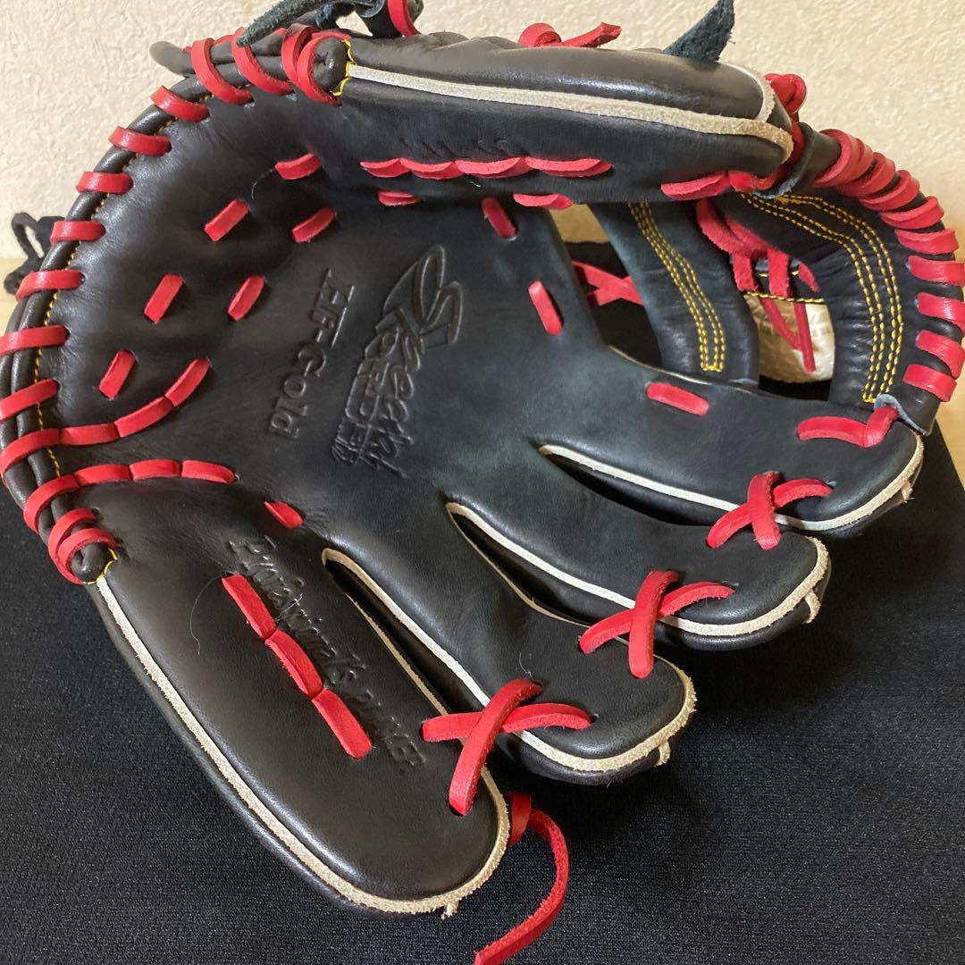 ハイゴールド　軟式野球グローブ Natural 黒/赤