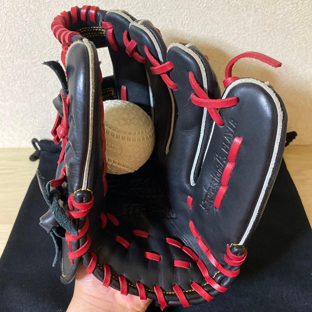 ハイゴールド　軟式野球グローブ Natural 黒/赤