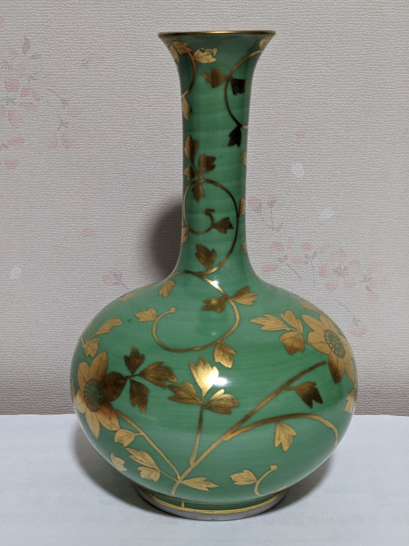 ⭐九谷焼重鎮 名工 吉田美統 人間国宝 金彩絵付 花器 花活 置物飾り 骨董品