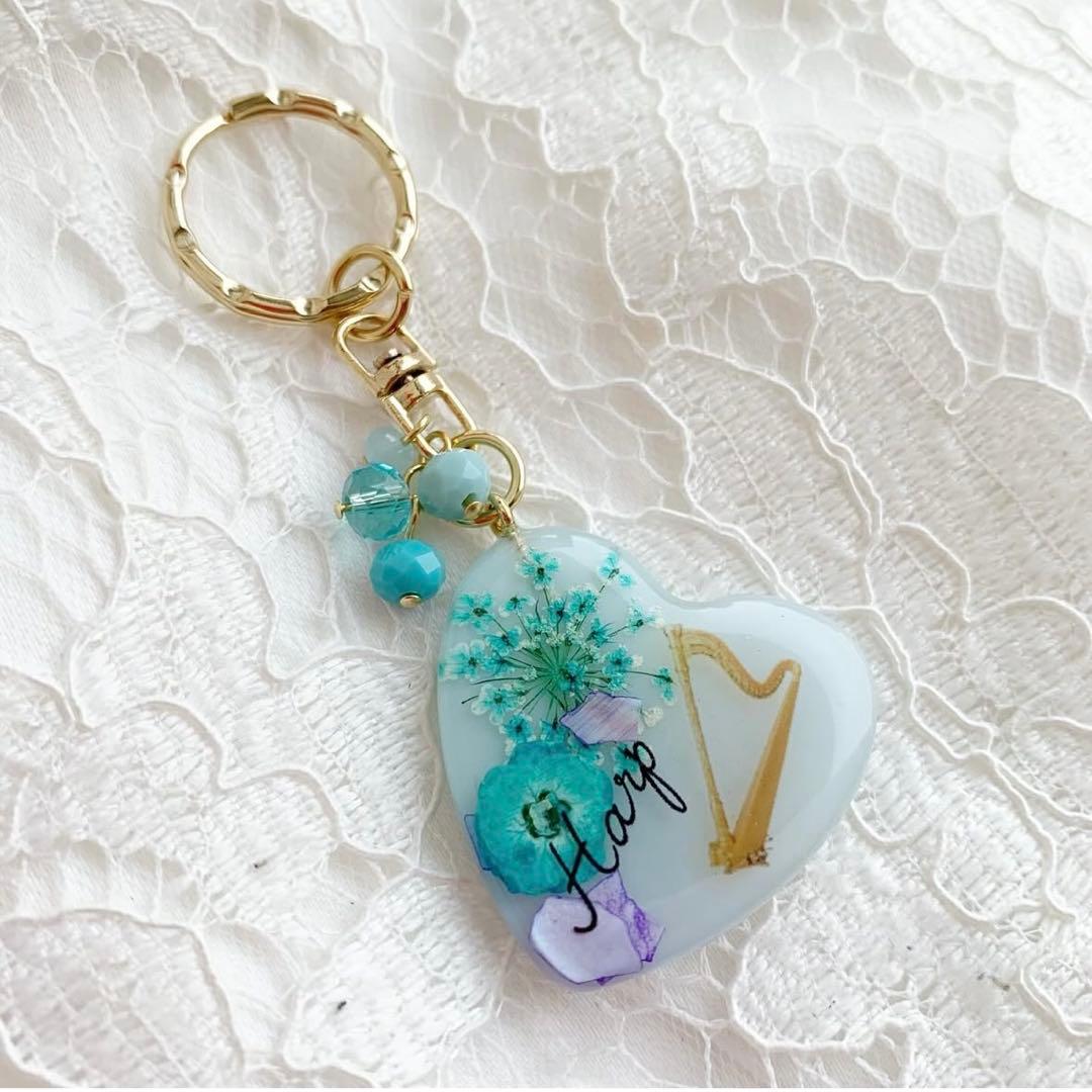 【3183】難あり・ハープ harp カリビアンブルーなお花入り ハート型