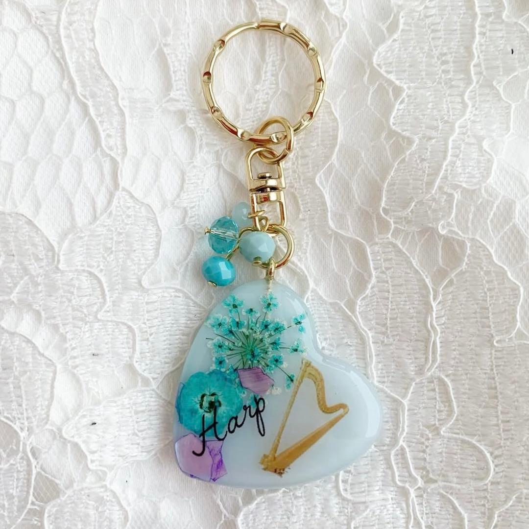 【3183】難あり・ハープ harp カリビアンブルーなお花入り ハート型