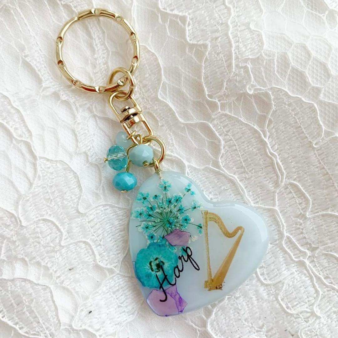 【3183】難あり・ハープ harp カリビアンブルーなお花入り ハート型