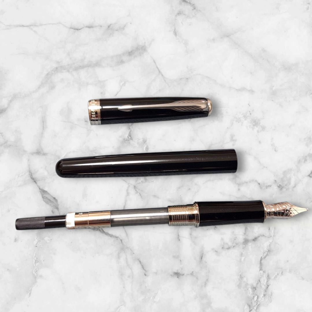 【美品】PARKER ソネット 万年筆 ブラックラッカーCT 18K