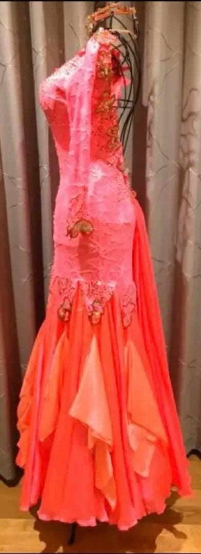 スタンダードドレス♡ピンク♡社交ダンス衣装♡競技 デモ