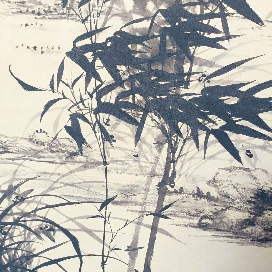 【複製掛軸・証書付】石濤《竹図》中堂画 70×173cm 防偽標識あり