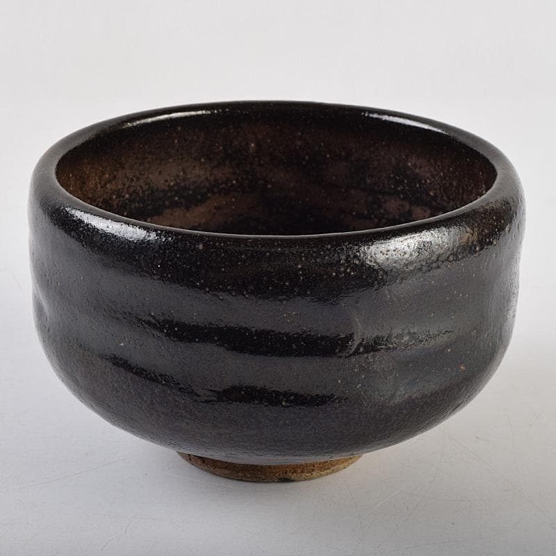 茶道具　楽吉左衛門　九代　了入作　黒楽茶碗　共箱　V　R9515