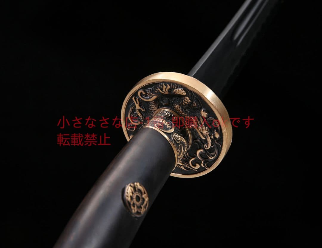 宝龍清刀黒白檀百錬文紋鋼  古兵器 武具 刀装具 日本刀 模造刀 居合刀