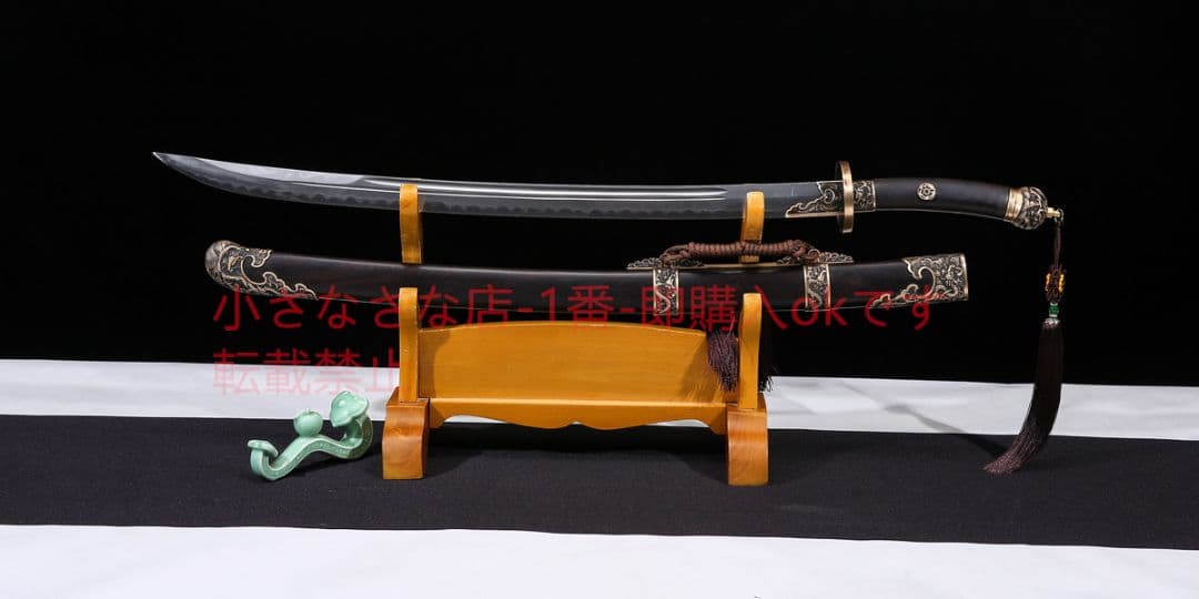 宝龍清刀黒白檀百錬文紋鋼  古兵器 武具 刀装具 日本刀 模造刀 居合刀