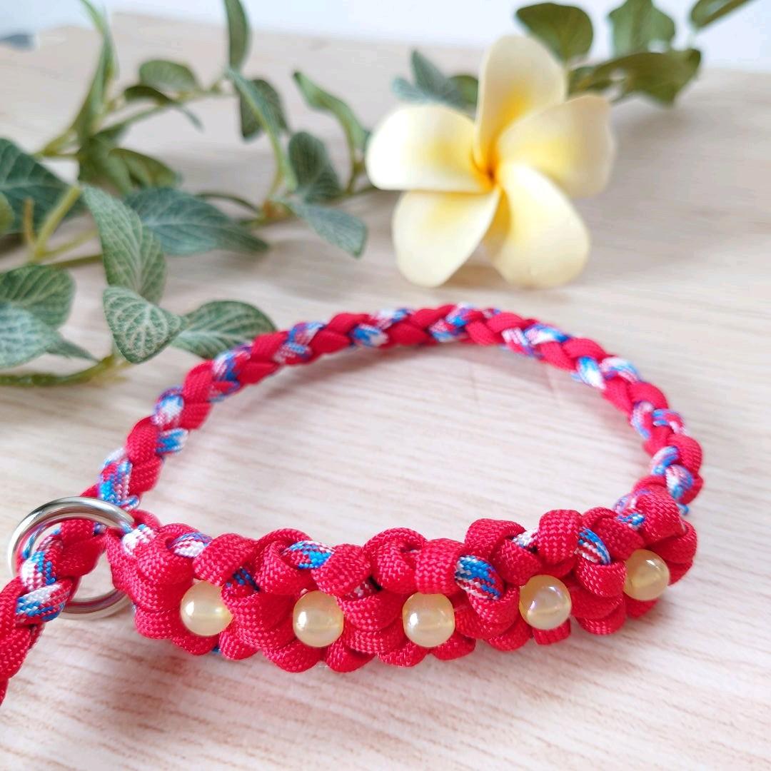 パラコードリード　スリップリード　首輪一体型リード　バラ　№023