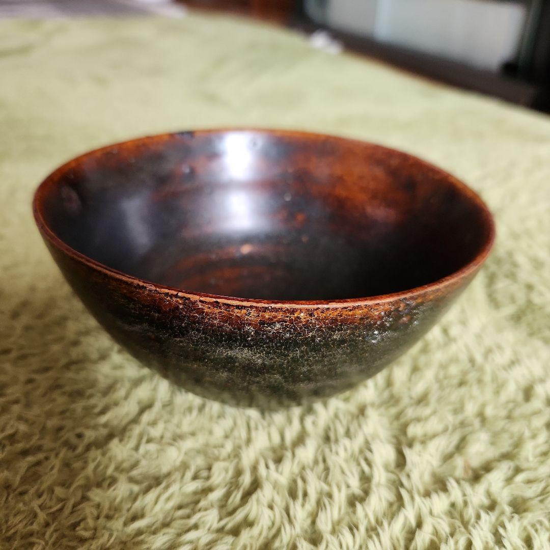 クメ-ル黒褐秞陶器茶碗