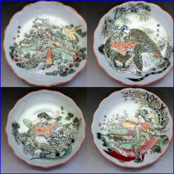 皿■画替錦手塩皿 20客 中国漢期武将図 中国伝説人物 粉彩 古玩 時代物骨董■