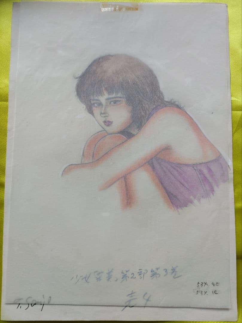 三条友美 直筆カラー原画 少女菜美 第2部第3巻の裏表紙原稿　真作