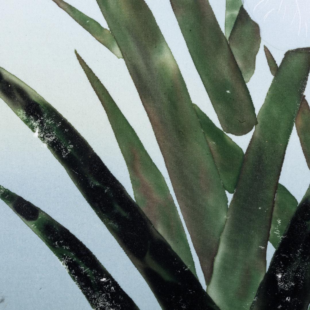 F10 肉筆水彩日本画 『菖蒲』 高級木製額縁付属 外寸約713×638mm