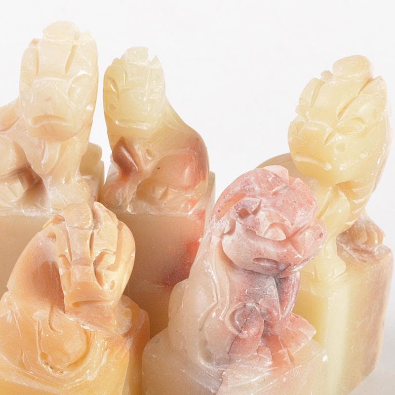 中国　玉石寿山石彫刻　神獣摘　印材　20点まとめて　C　6407E