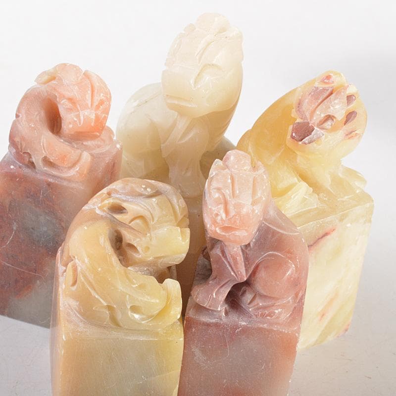 中国　玉石寿山石彫刻　神獣摘　印材　20点まとめて　C　6407E