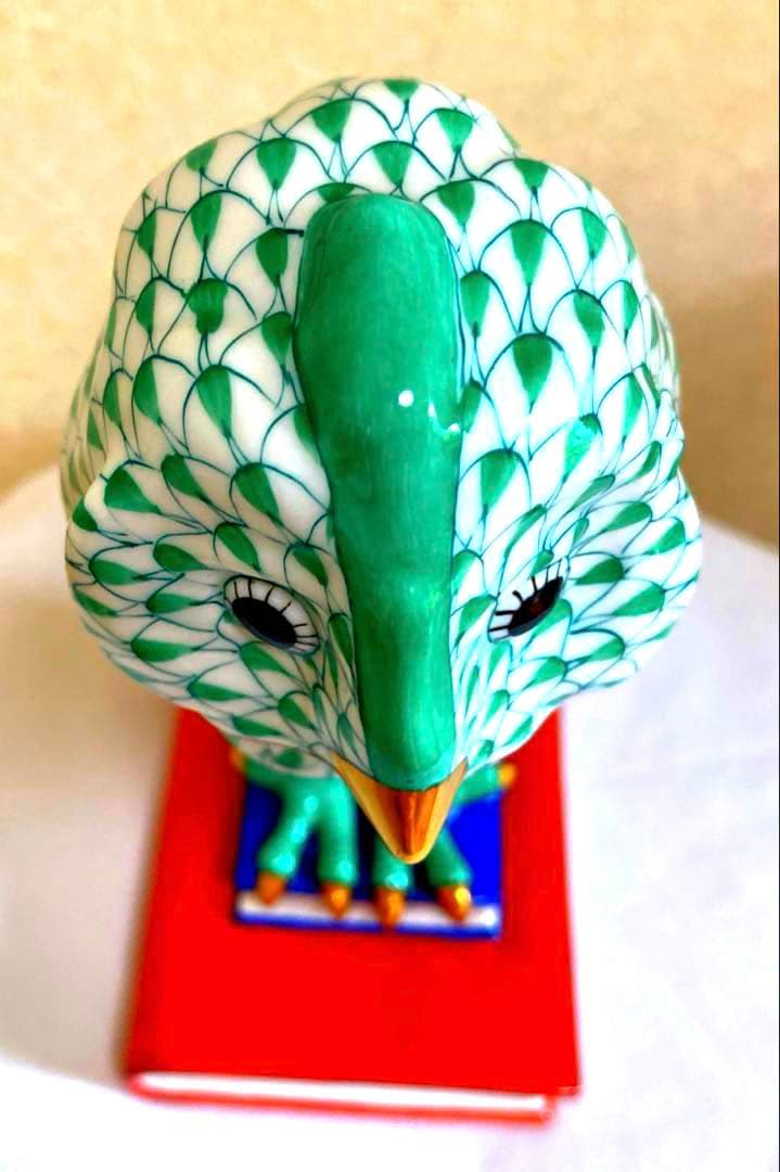 Herendふくろう約21cm鱗模様 金彩仕上げ手描フィギュリン ハンガリー製