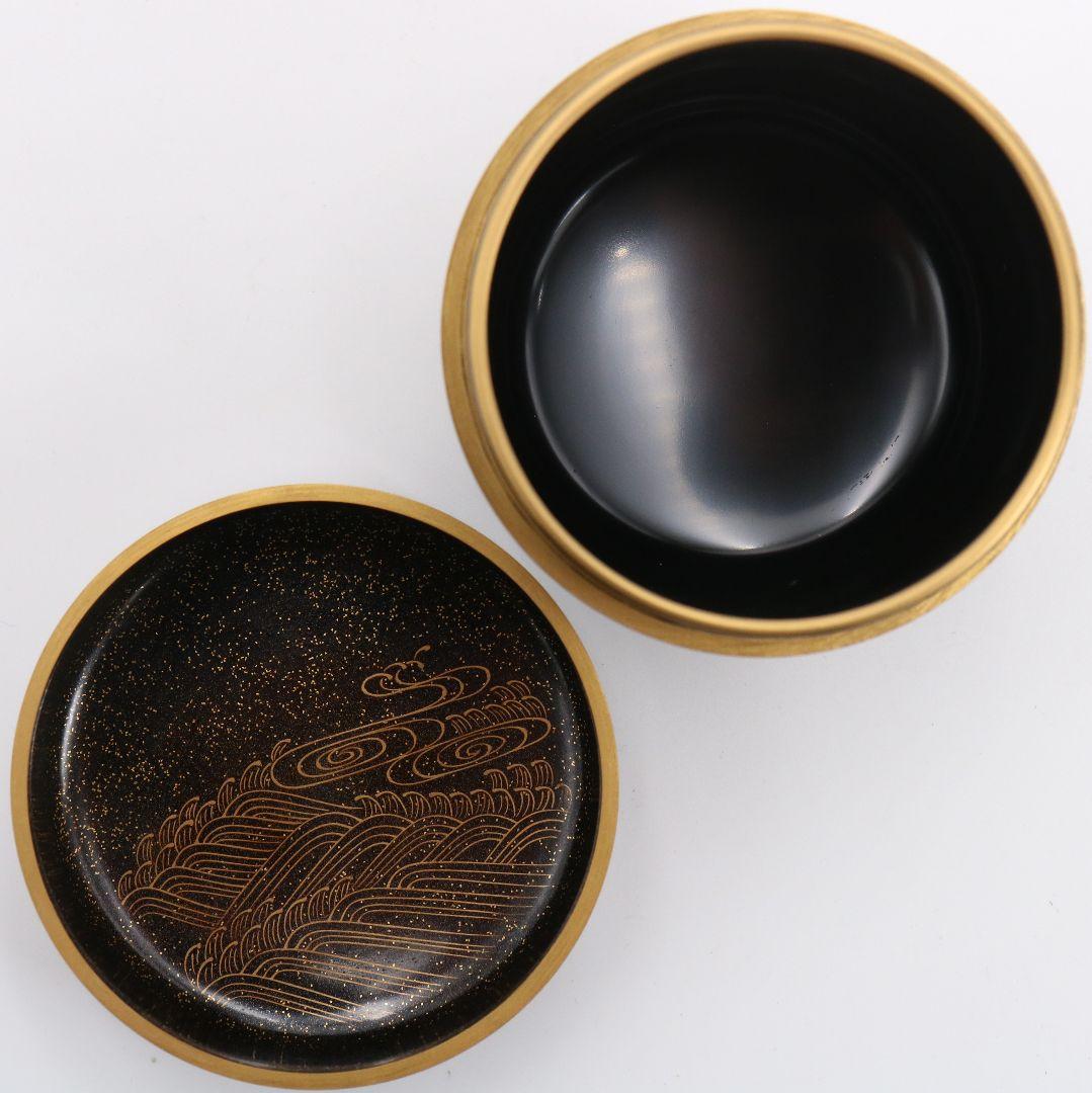 加賀蒔絵師 中村孝也作 燕蒔絵 大棗 内波金蒔絵 茶道具 共箱　V1003