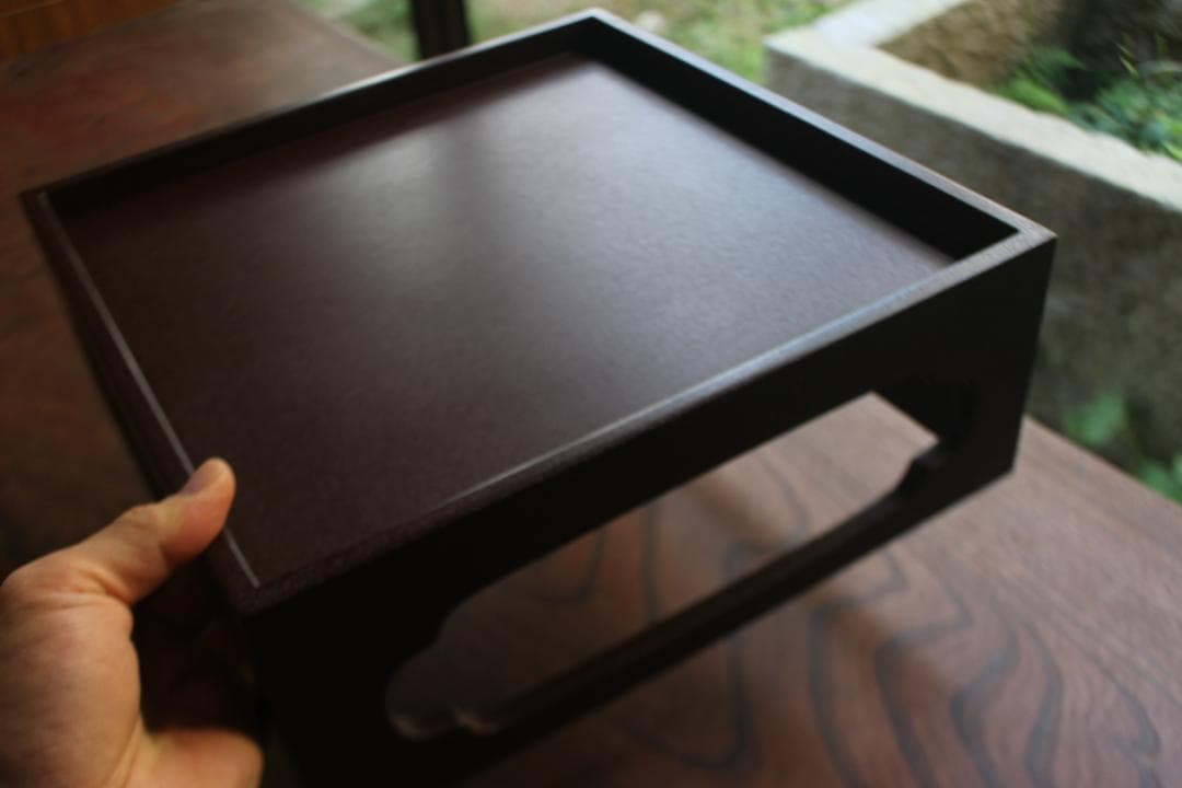 デッドストック！風情ある錆塗地に極上春秋蒔絵の映える輪島塗台付五段重（検重箱お重