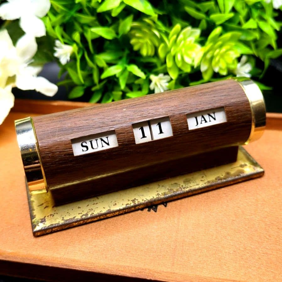 回転式 パークシャーマン デスクカレンダー 木目調 ヴィンテージ レトロ